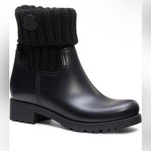 Moncler black knit Ginette rain boots